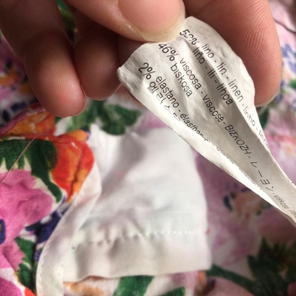 Zara Bold Floral Shorts 52% Linen - Picture 7 of 9